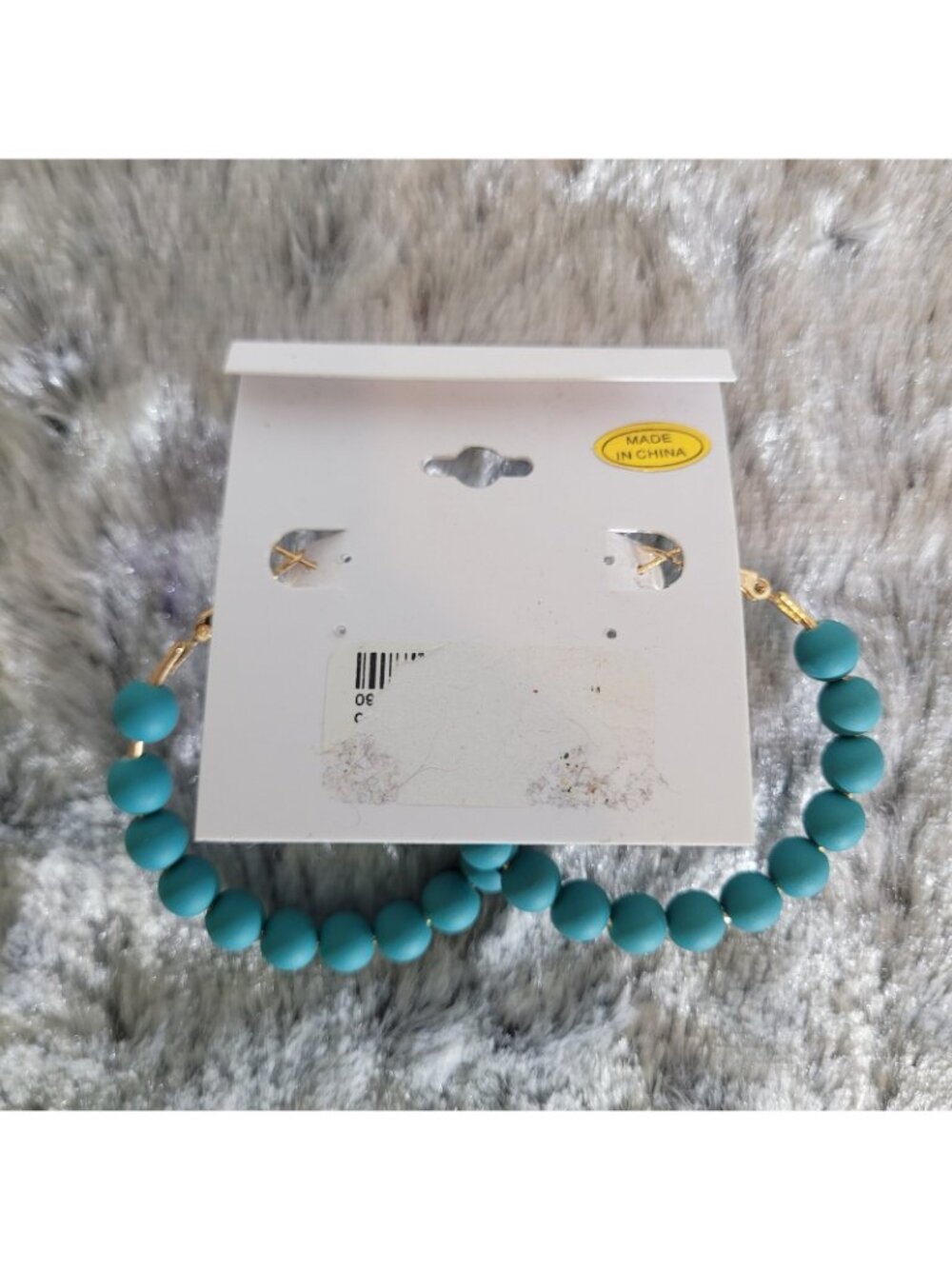 Rebecca Malone Turquoise Beaded Hoop Earrings Gold Tone Lightweight Statement - Picture 3 of 3